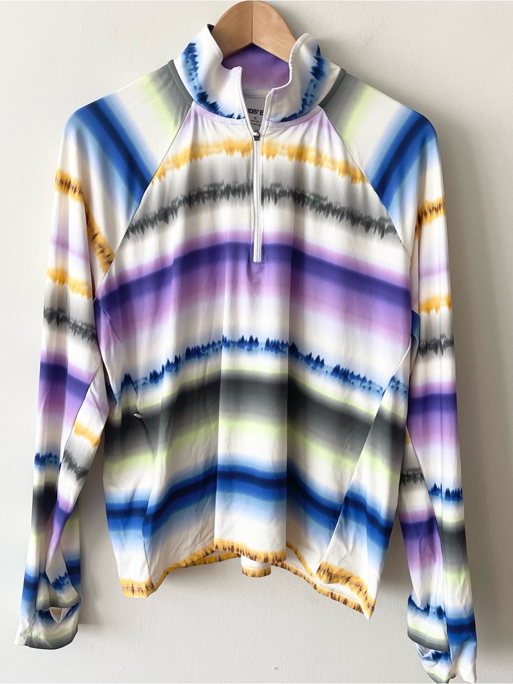 Lands’ End Women’s Half-Zip UPF50+ Rash Guard Sun Top Multicolor size 1X